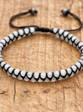 4mm White Opal Beads Double Layer Bracelets for Women Men