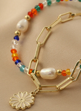 2022 New Double Layer Fresh Color Beaded Bracelet For Momen