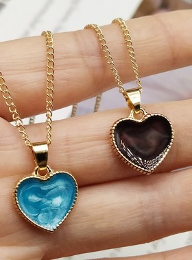 Romantic Sweet Cute Colorful Heart Shape Pendant Link Chain
