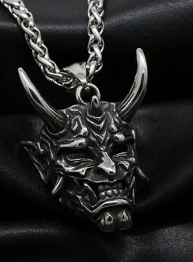 Personality Cool Japanese Fangs Ghost Mask Pendant Necklace
