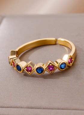 Stainless Steel Gold Plated Ring Fashion Colored Geometric
