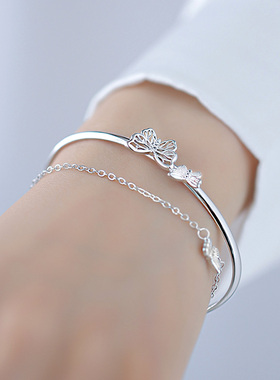 Fashion Hollow Butterfly Bangle Bracelet Silver Color