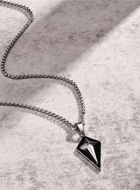 LETAPI Geometric Necklaces for Men Black Stainless Steel