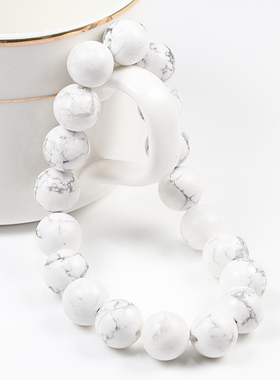 Natural White Howlite Real Stone Bracelet 6/8/10mm Beads