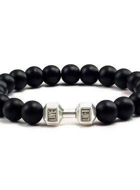 High Quality Men Beaded Bracelet Natural Black Lava Stone