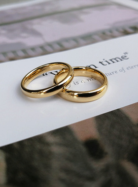 Simple 2/4/6mm Stainless Steel Wedding Rings Golden Smooth