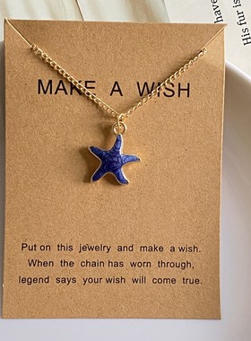 Bohemia Blue Black Cute Starfish Pendant Necklace For Women