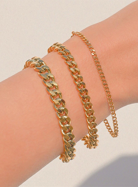 Fashion Stainless Steel Men Curb Cuban Chain Bracelet Women