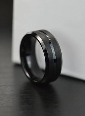 Fashion 8mm Men's Black Tungsten Wedding Band Rings Black