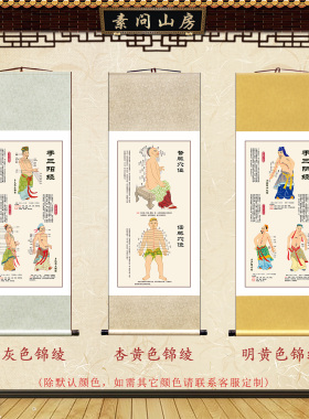 人体经络经脉穴位图任脉督脉手三阳经足三阴经中医养生馆装饰挂画