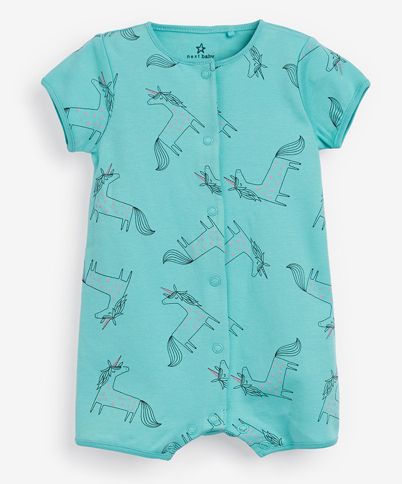 现货NEXT童装男女宝婴儿独角兽大象长颈鹿爬服哈衣短袖连体衣4件,淘宝优惠券,粉丝福利购,淘宝优惠卷