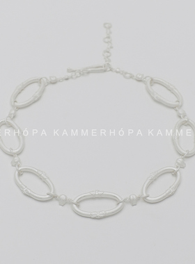 kammerhopa 设计师品牌925银骷髅拼接椭圆形纹样项链chocker新品