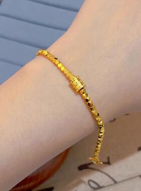 四叶草手链女小蛮腰蹦迪轻奢小众手串不掉色假金仿真黄金沙金配饰