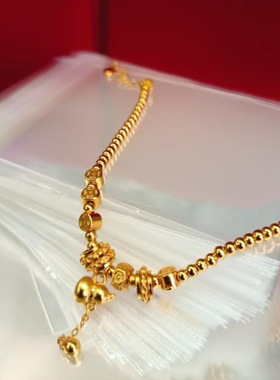 铜钱金圈流苏葫芦手链女仿真黄金转运珠手串轻奢小众高级沙金饰品