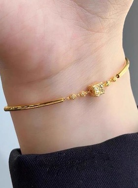 沙金饰品碎冰冰方糖手链女士仿真黄金小众轻奢高级感手环久不掉色