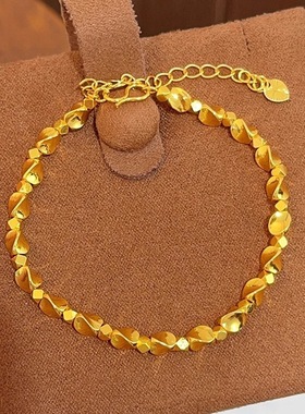 新中式蹦迪扭珠手链女仿真黄金转运手串小众高级感首饰沙金不掉色