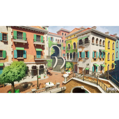 UE5虚幻Stylized Italian Town风格化欧洲风格小镇威尼斯城市场景 - 图0