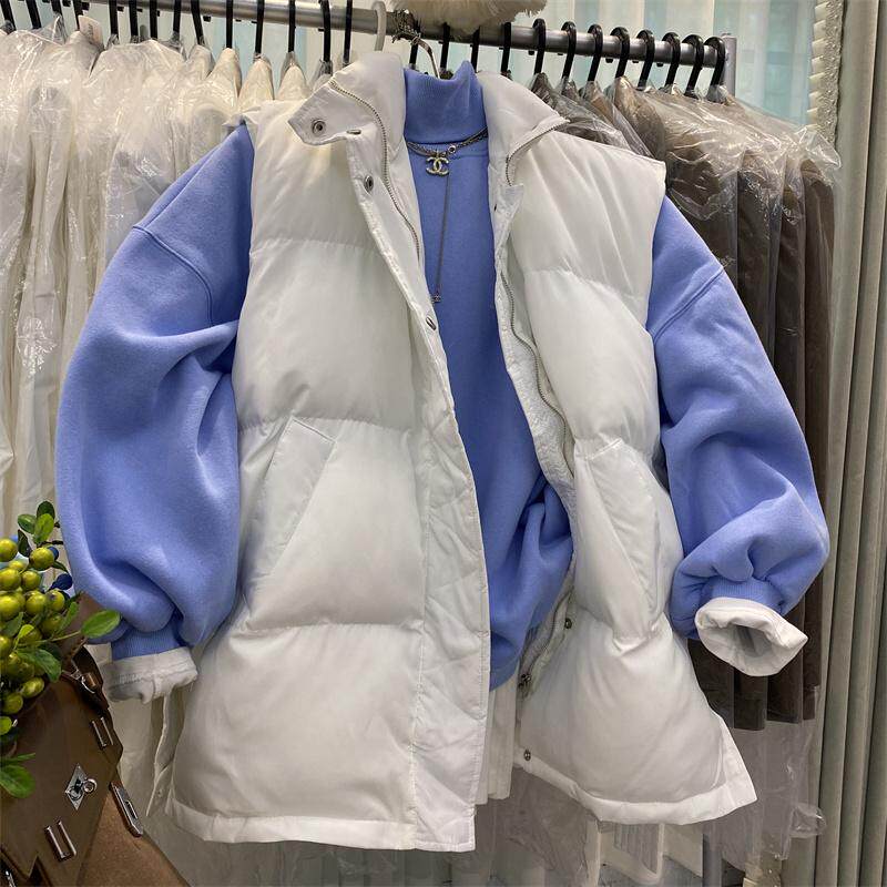 2025秋冬季新款时尚纯色立领收腰显瘦羽绒棉马甲女款外穿马夹背心 - 图2