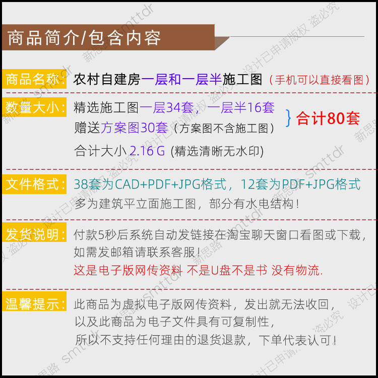 农村自建房一层别墅设计图纸带院子小户型一层半新款房屋乡村洋房-图0