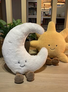 北欧风太阳月亮抱枕星辰系列毛绒玩偶儿童房家居装饰软装摆件靠枕