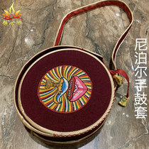 Tibetan Buddhist hand drum set Garba drum method drum kit Nepal handmade dense round drum set cloth cover containing bag