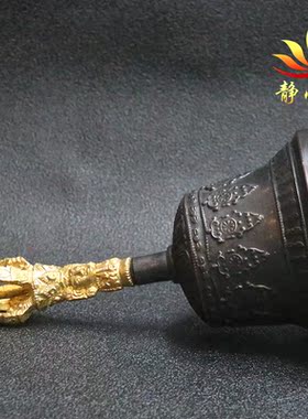 纯铜手摇铃藏式居家手工雕花摆件