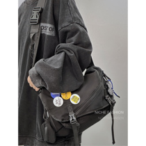 Men Skew Satchel Bag Mens Black Sports Tooling Wind Single Shoulder Bag Work Commute Bag Travel Bag Travel Mailbag Travel Bag