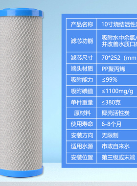 10寸净水器滤芯优质烧结活性炭
