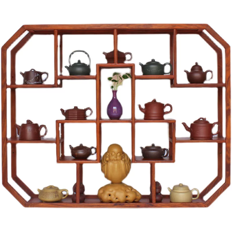 Hualu Mobu Goto Wall Hanging Wall -type solid wood new Chinese -style Treasure Pavilion Teapot Modern Purple Purple Sand Put