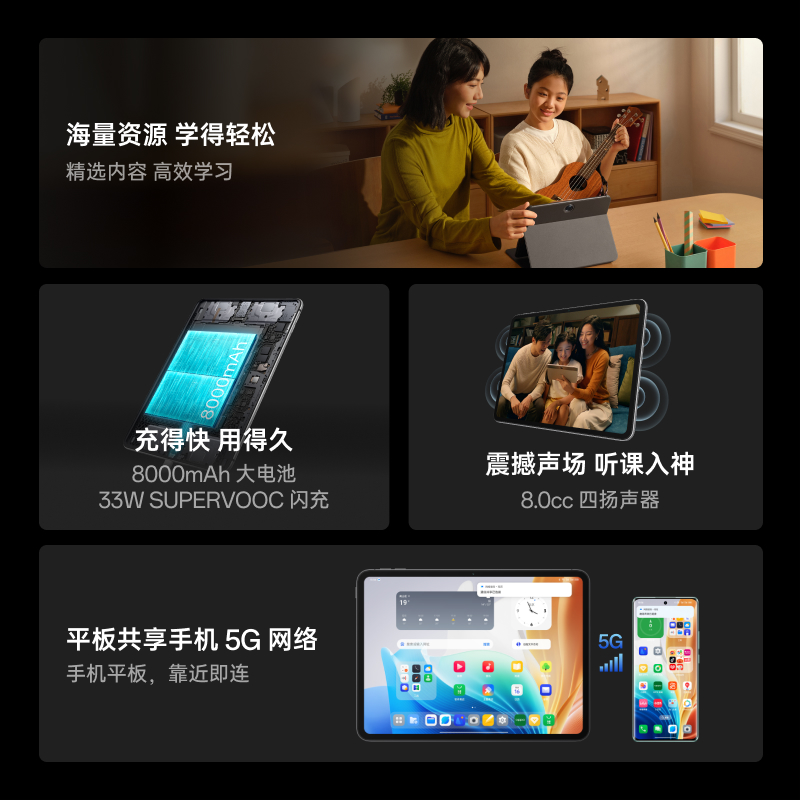 OPPO Pad Air2 平板电脑学习机官方正品青少年学习游戏oppo平板官方旗舰店2023年新款oppo学生oppo pad air2 - 图1