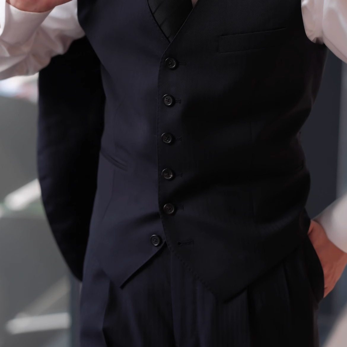 SEEKMITED藏蓝色暗纹V领背心修身羊毛男马甲,淘宝优惠券,粉丝福利购,淘宝优惠卷