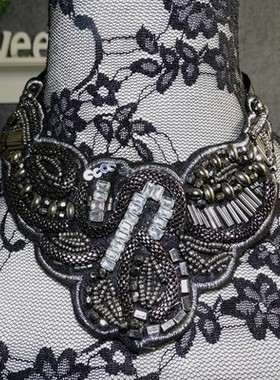 黑色蕾丝夸张瑞丽风锁骨链新品