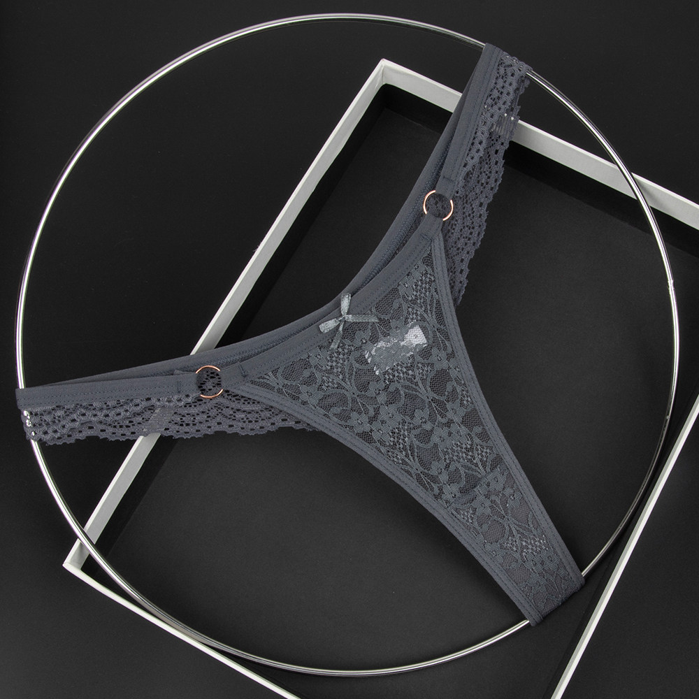 橄榄黄女士低腰内裤蕾丝透视蝴蝶结装饰丁字裤,淘宝优惠券,粉丝福利购,淘宝优惠卷