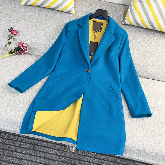 Wool wool mid-length European and American style suit collar coat