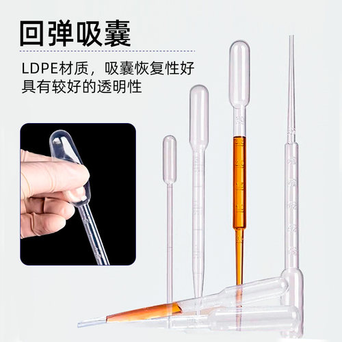 塑料滴管0.2/0.5/1/2/3/5/10ml一次性吸管袋装巴氏加长微滴管箱装 - 图2