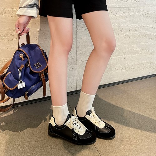 复古拼色平底德训鞋女鞋子2025新款秋季厚底运动鞋阿甘休闲鞋板鞋 - 图2