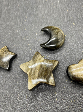 天然月亮爱心星星心形金曜石摆件小把玩半宝石工艺品疗愈石