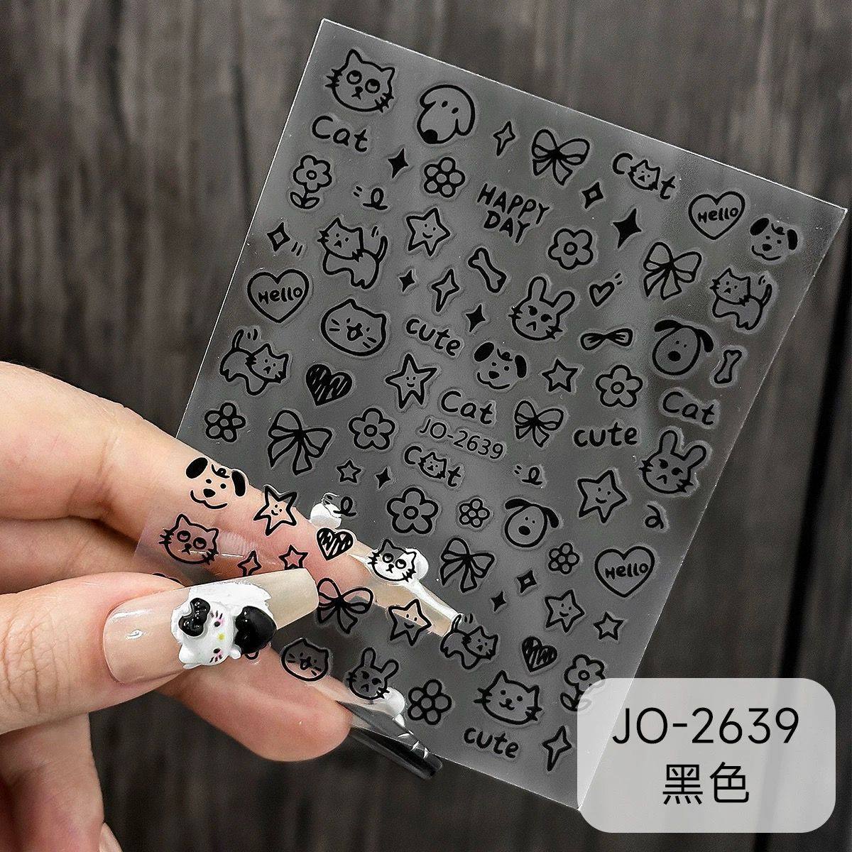 2026年网红爆款涂鸦美甲贴纸新款可爱卡通小狗猫咪指甲穿戴甲配饰,淘宝优惠券,粉丝福利购,淘宝优惠卷