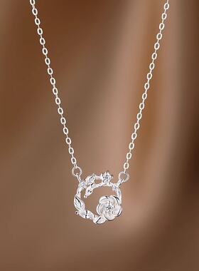 气质超仙花环项链饰品女轻奢小众高级感锆石花朵吊坠不锈钢锁骨链