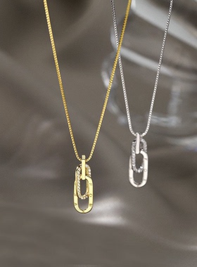 925银新款环环相扣锁骨链女款