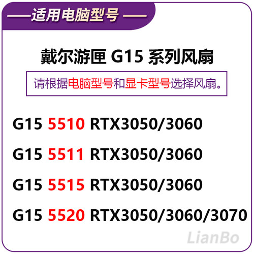 原装戴尔游匣G15 5510 5511 5515 5520 5525 G16 7620风扇2021/22 - 图0