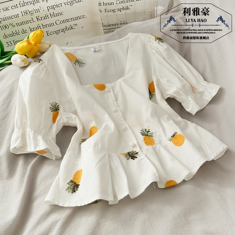2020夏季新款裙摆小甜美风草莓衬衫 利雅豪服饰衬衫