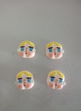 盲盒娃娃脸模娃娃脸部树脂黏土手办豆荚脸配件毛绒娃娃脸手工diy