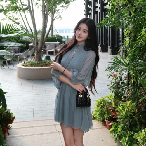 lydiaxu 重工真丝打揽显白桑蚕丝连衣裙女气质美艳修身短裙 - 图0