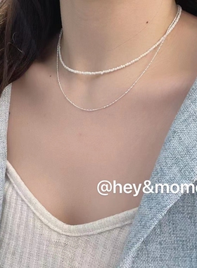 heymomo925银淡水珍珠双层项链