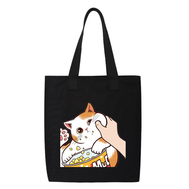 秀洛偷吃爆米花cat捏脸猫咪 帆布包单肩包托特包背包大容量手提袋,淘宝优惠券,粉丝福利购,淘宝优惠卷