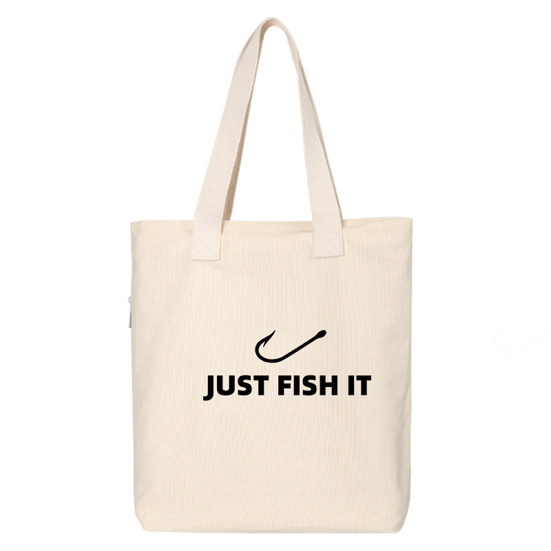 钓鱼人爱好者发烧友周边帆布包单肩斜挎手提just fish IT托特包,淘宝优惠券,粉丝福利购,淘宝优惠卷