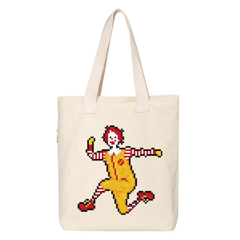 秀洛像素画小丑帆布包手拎包托特包女大容量单间手提袋斜挎包书包,淘宝优惠券,粉丝福利购,淘宝优惠卷