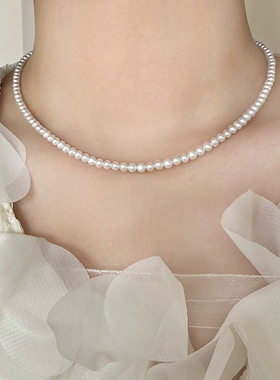 淡水极光珍珠纯银锁骨链