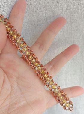 手工diy梭编手链复古风手链女切面锆石饰品进口米珠小众设计礼物